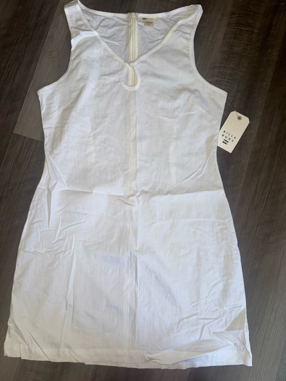 Billabong Women’s  White Linen Keyhole Tank Dress Mini dress